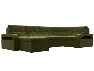 П-образный диван Лига-035, Зеленый (Микровельвет) в Махачкале