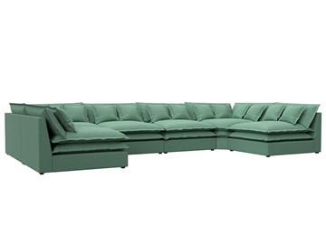 Большой П-образный диван Лига-040, Амур зеленый (рогожка) в Махачкале