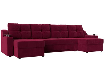 Большой П-образный диван Сенатор, Бордовый (Микровельвет) боннель в Махачкале