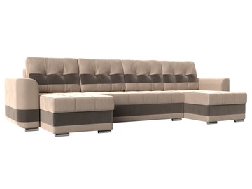 П-образный диван Честер, Бежевый/коричневый (велюр) в Махачкале