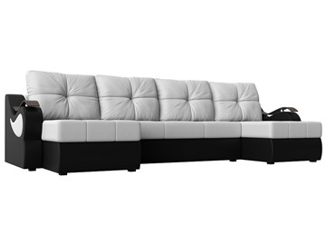 П-образный диван Меркурий П, Белый/черный (экокожа) в Махачкале