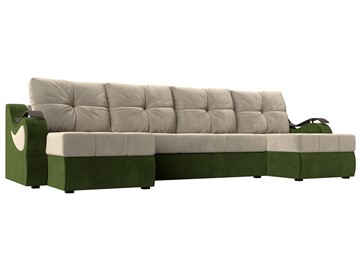 П-образный диван Меркурий П, Бежевый/зеленый (вельвет) в Махачкале