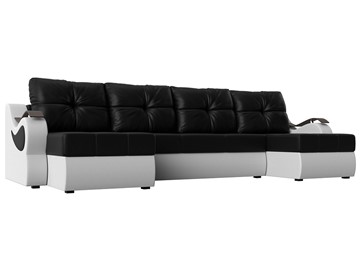П-образный диван Меркурий П, Черный/белый (экокожа) в Махачкале