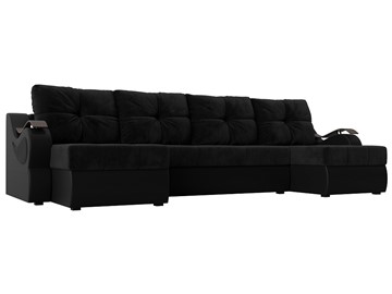 П-образный диван Меркурий П, Черный\Черный (Велюр\Экокожа) в Махачкале