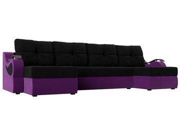 П-образный диван Меркурий П, Черный/фиолетовый (вельвет) в Махачкале