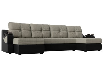 П-образный диван Меркурий П, Корфу 02 (рогожка)/черный (экокожа) в Махачкале
