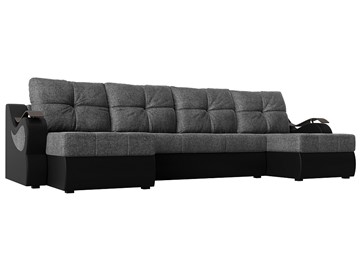 П-образный диван Меркурий П, Серый/черный (рогожка/экокожа) в Махачкале