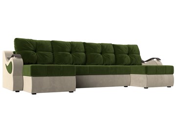 П-образный диван Меркурий П, Зеленый/бежевый (вельвет) в Махачкале
