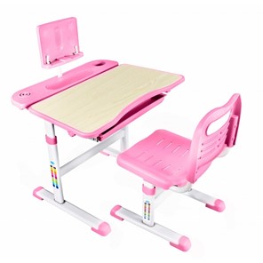 Детский стол-трансформер Rifforma с подставкой и стулом, Holto SET-17A, Клен+Розовый в Махачкале