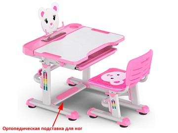 Стол растущий и стул Mealux EVO BD-04 Teddy New XL, WP, розовая в Махачкале