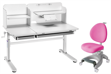 Комплект парта + кресло Iris II Grey + Cielo Pink + чехол для кресла в подарок в Махачкале