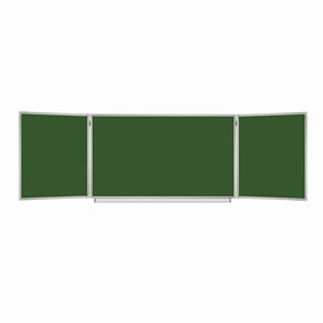 Доска  для мела 3-х элементная 100х150/300 см, 5 рабочих поверхностей, зеленая, BRAUBERG, 231707 в Махачкале