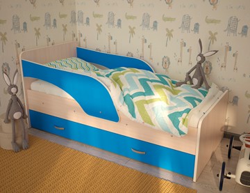 Детская кровать Максимка, корпус Млечный дуб, фасад Синий в Махачкале - предосмотр
