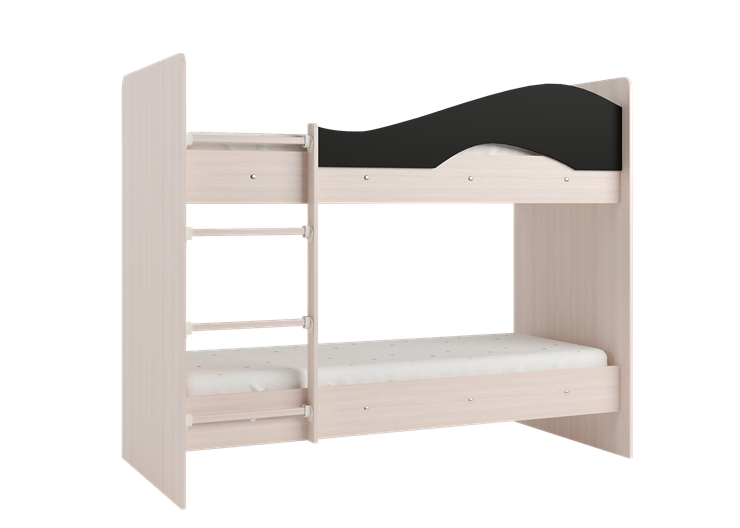 Детская  двухъярусная кровать Мая с 2 ящиками на щитах, корпус Млечный дуб, фасад Венге в Махачкале - изображение 3