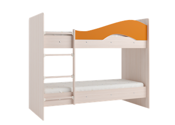 Кровать 2-ярусная Мая с 2 ящиками на щитах, корпус Млечный дуб, фасад Оранжевый в Махачкале - предосмотр 2