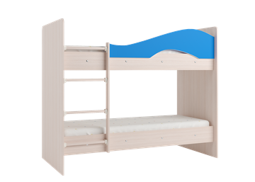Двухэтажная кровать Мая с 2 ящиками на щитах, корпус Млечный дуб, фасад Синий в Махачкале - предосмотр 2