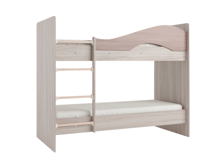 Детская 2-этажная кровать Мая с 2 ящиками на щитах, корпус Шимо светлый, фасад Шимо темный в Махачкале - изображение 2