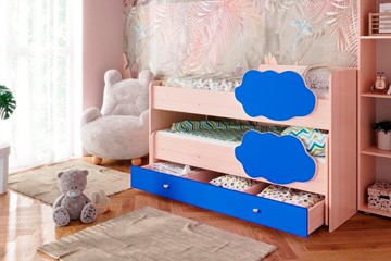 Детская двухэтажная кровать Соник 1.6 с ящиком, Синий в Махачкале