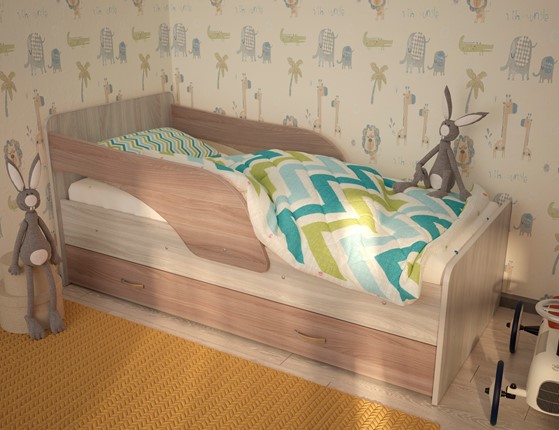 Кровать детская Максимка, корпус Шимо светлый, фасад Шимо темный в Махачкале - изображение