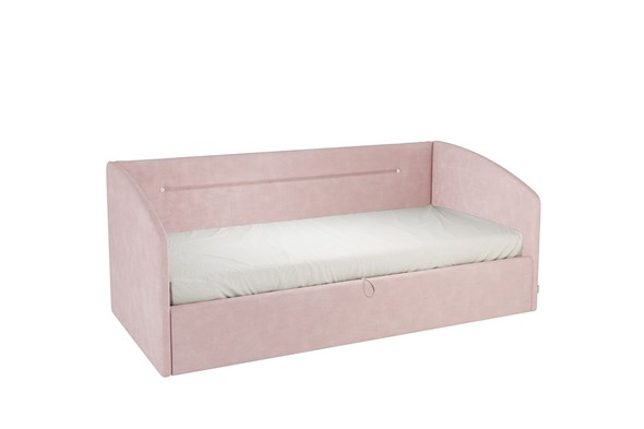 Детская кровать  0.9 Альба (Софа), нежно-розовый (велюр) в Махачкале - изображение