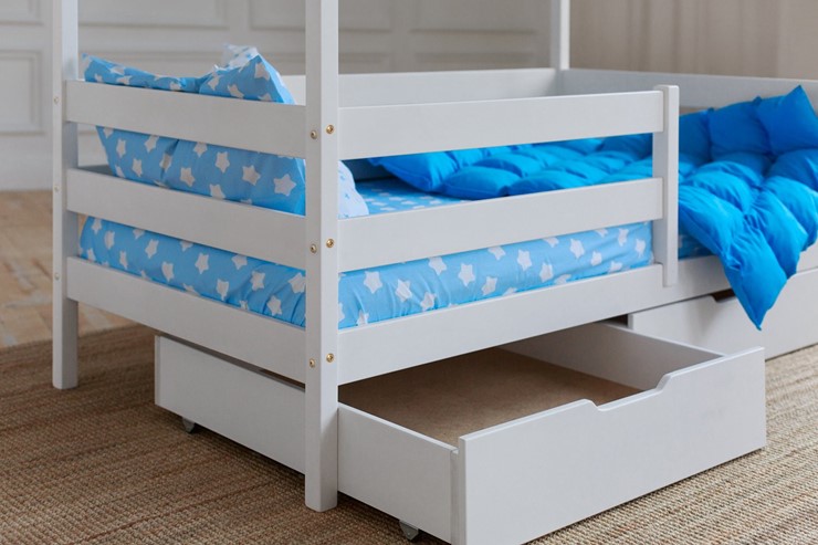 Детская кровать Домик с ящиками, цвет белый в Махачкале - изображение 3