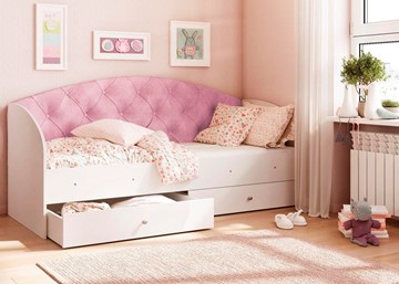 Односпальная детская кровать Эльза без бортика, Розовый (латы) в Махачкале