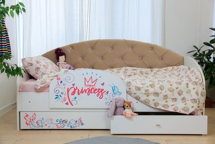 Детская кровать односпальная Эльза с бортиком, Бежевый (латы) в Махачкале - изображение 5