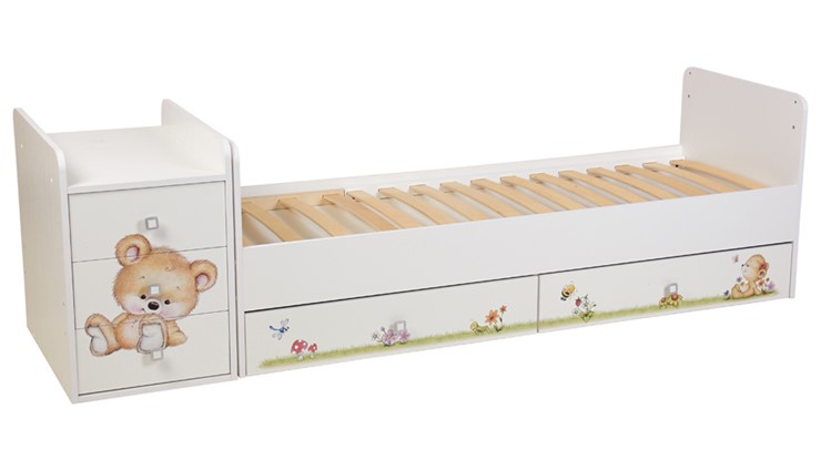 Детская кровать Фея 1100 Медвежонок Белый в Махачкале - изображение 2