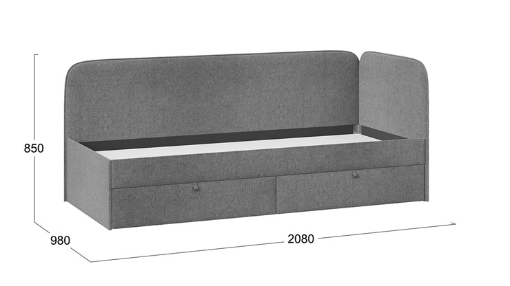 Подростковая кровать Молли тип 1 (90), Микровелюр Scandi Graphite 22 в Махачкале - изображение 3