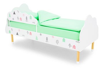 Детская кровать Stumpa Облако "Домики розовый, бирюзовый" в Махачкале