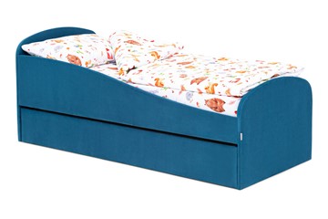Кровать в детскую с ящиком Letmo морской (велюр) в Махачкале