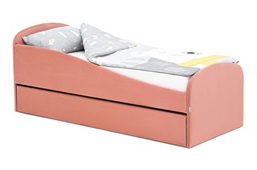 Мягкая кровать с ящиком Letmo пудровый (велюр) в Махачкале