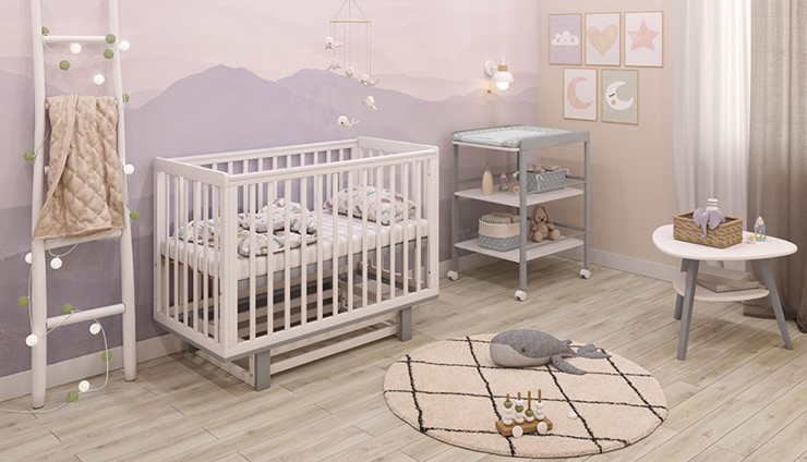 Кроватка в детскую серия 3400 POLINI Kids Simple 340 Белый / Серый в Махачкале - изображение 10