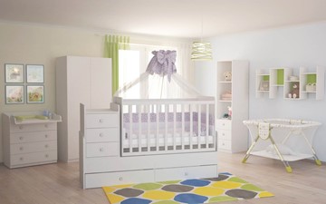 Кровать для новорожденных с комодом POLINI Kids Simple 1100 Белый в Махачкале - предосмотр 4