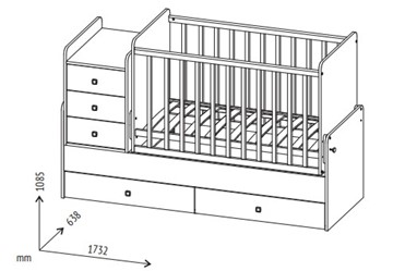 Кровать для новорожденных с комодом POLINI Kids Simple 1100 Белый в Махачкале - предосмотр 7