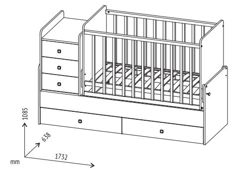 Кровать для новорожденных с комодом POLINI Kids Simple 1100 Белый в Махачкале - изображение 7