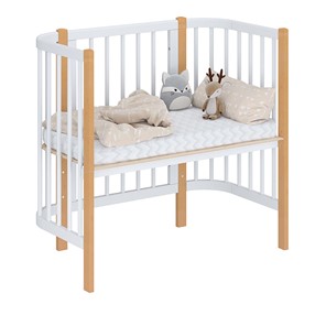 Кроватка детская приставная POLINI Kids Simple 105 Белый / Бук в Махачкале - предосмотр 1