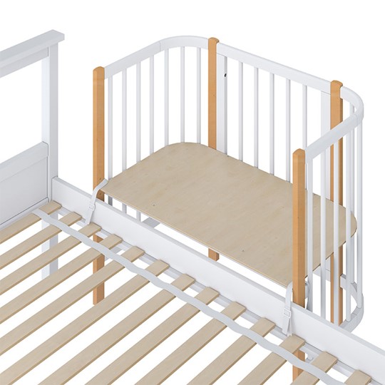 Кроватка детская приставная POLINI Kids Simple 105 Белый / Бук в Махачкале - изображение 3