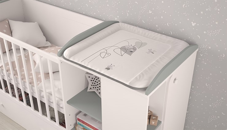 Детская кровать-трансформер с комодом POLINI Kids Ameli 800 Белый / Серый, серия AMELI в Махачкале - изображение 3