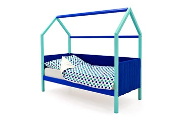 Кровать-домик в детскую Svogen, мятный-синий мягкая в Махачкале