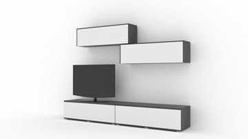 Гостиный гарнитур Куб (Cube), цвет Белый софт, Черный ясень в Махачкале - предосмотр 1