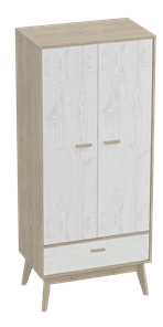 Шкаф для одежды Калгари, Дуб натуральный светлый/Белый матовый в Махачкале