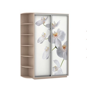 Шкаф 2-х створчатый Экспресс 1700x600x2200, со стеллажом, Орхидея белая/дуб молочный в Махачкале