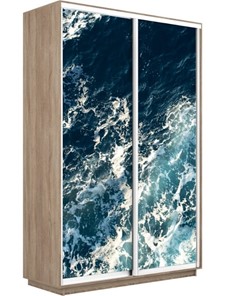 Шкаф 2-створчатый Экспресс 1400x600x2400, Морские волны/дуб сонома в Махачкале