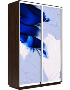 Шкаф Экспресс 1600x450x2200, Абстракция бело-голубая/венге в Махачкале