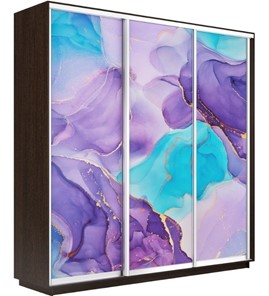 Шкаф 3-створчатый Экспресс 2100х450х2400, Абстракция фиолетовая/венге в Махачкале