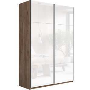 Шкаф 2-х дверный Прайм (Белое стекло/Белое стекло) 1200x570x2300, Крафт табачный в Махачкале
