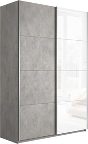 Шкаф 2-створчатый Прайм (ДСП/Белое стекло) 1200x570x2300, бетон в Махачкале