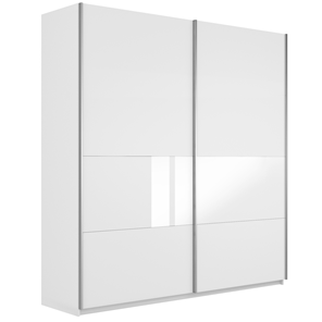 Шкаф Широкий Прайм (ДСП / Белое стекло) 2200x570x2300, Белый снег в Махачкале