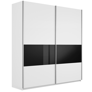 Шкаф Широкий Прайм (ДСП / Черное стекло) 2200x570x2300, Белый снег в Махачкале